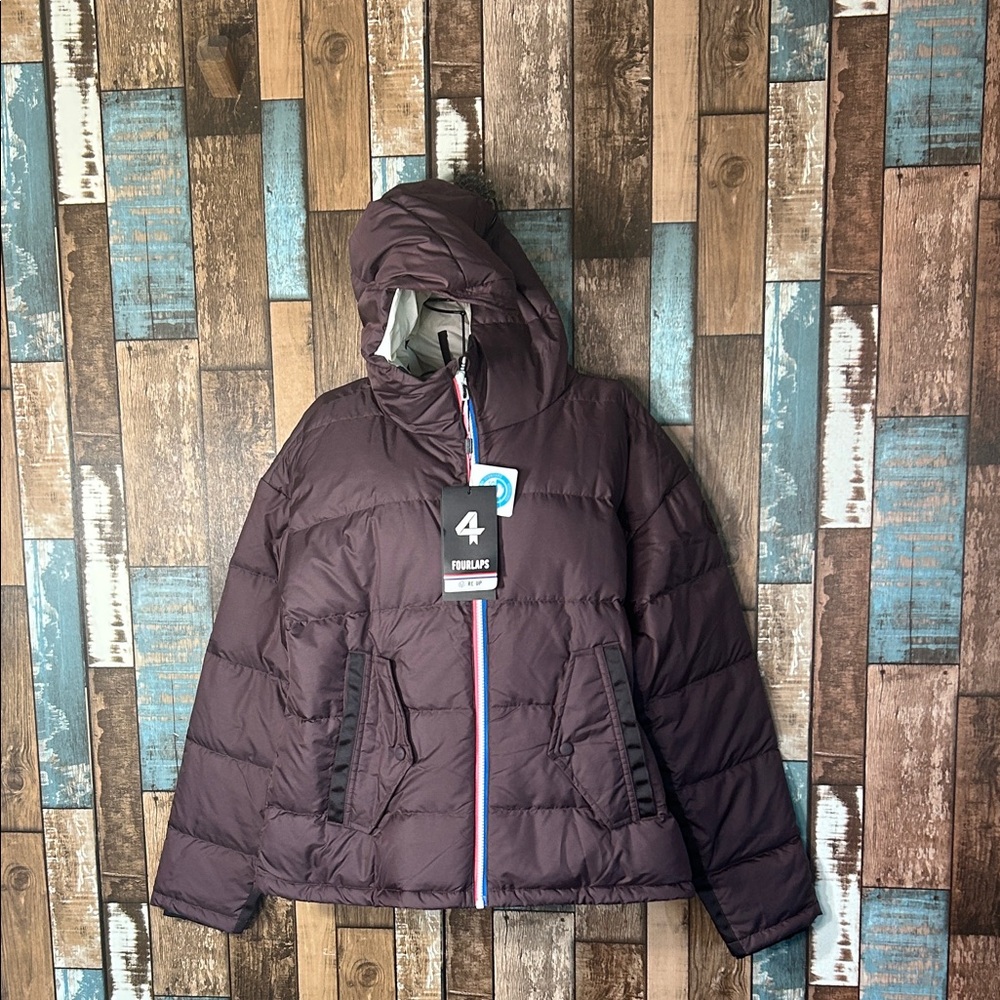 Four laps fudge down jacket with hoodie